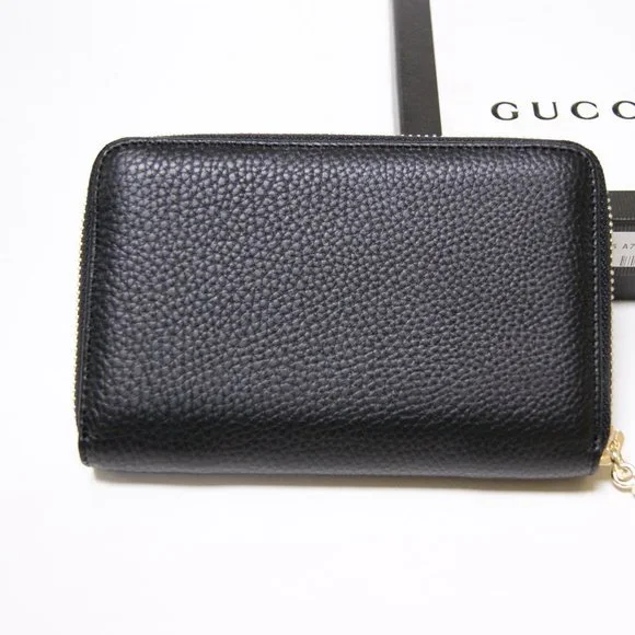New Gucci Soho Black Leather Unisex Zip Around Wallet Purse - Picture 7 of 7